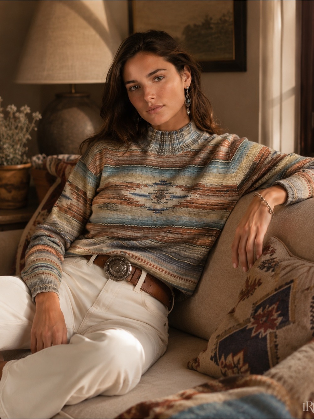 Ralph Lauren Rate Vintage Southwestern Stripe Mock Neck Sweater - Picture 5 of 7